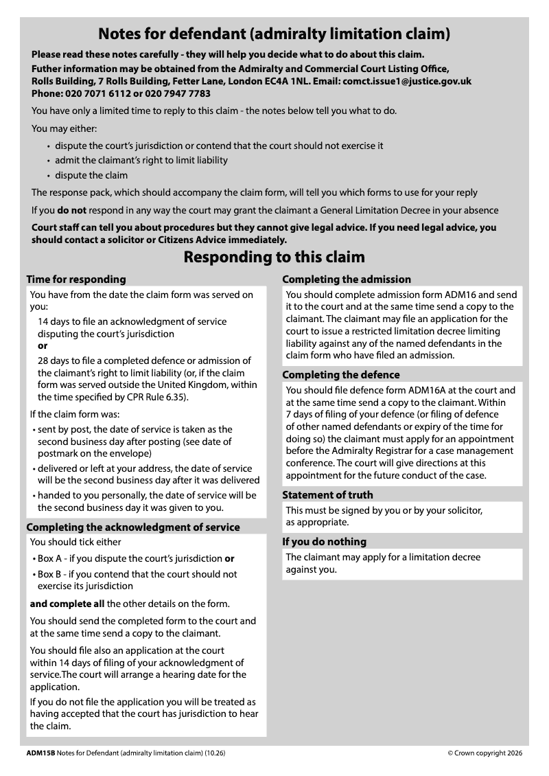 ADM15B Notes for defendant admiralty limitation claim preview