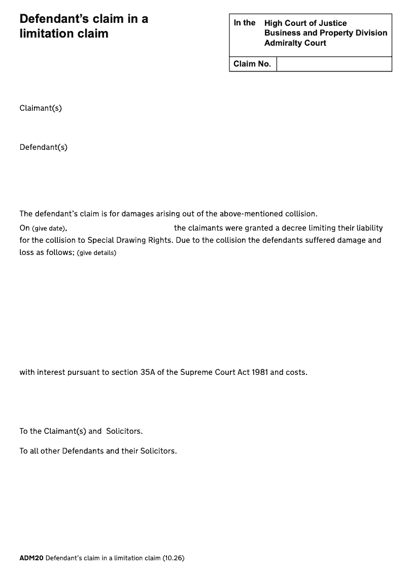 ADM20 Defendant s claim in a limitation claim preview