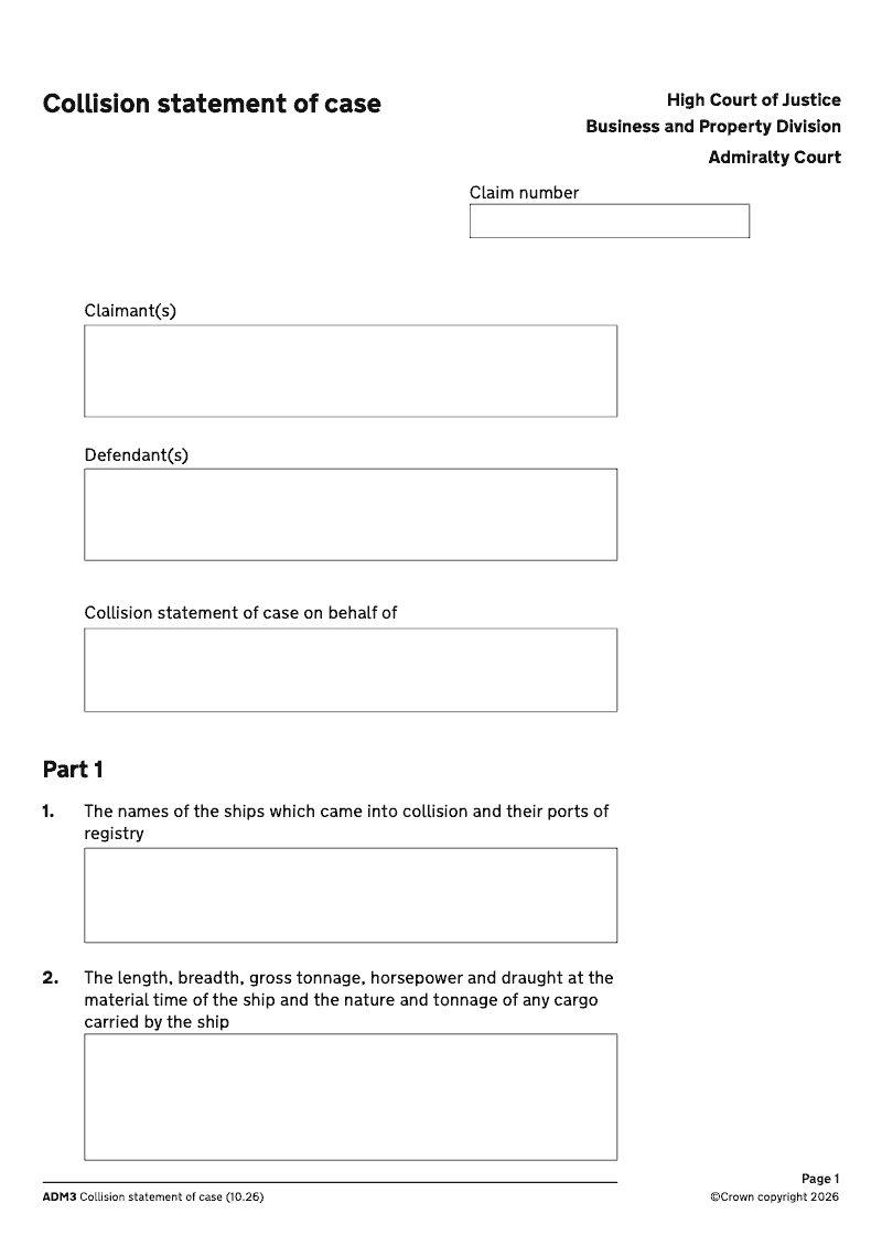ADM3 Collision statement of case preview