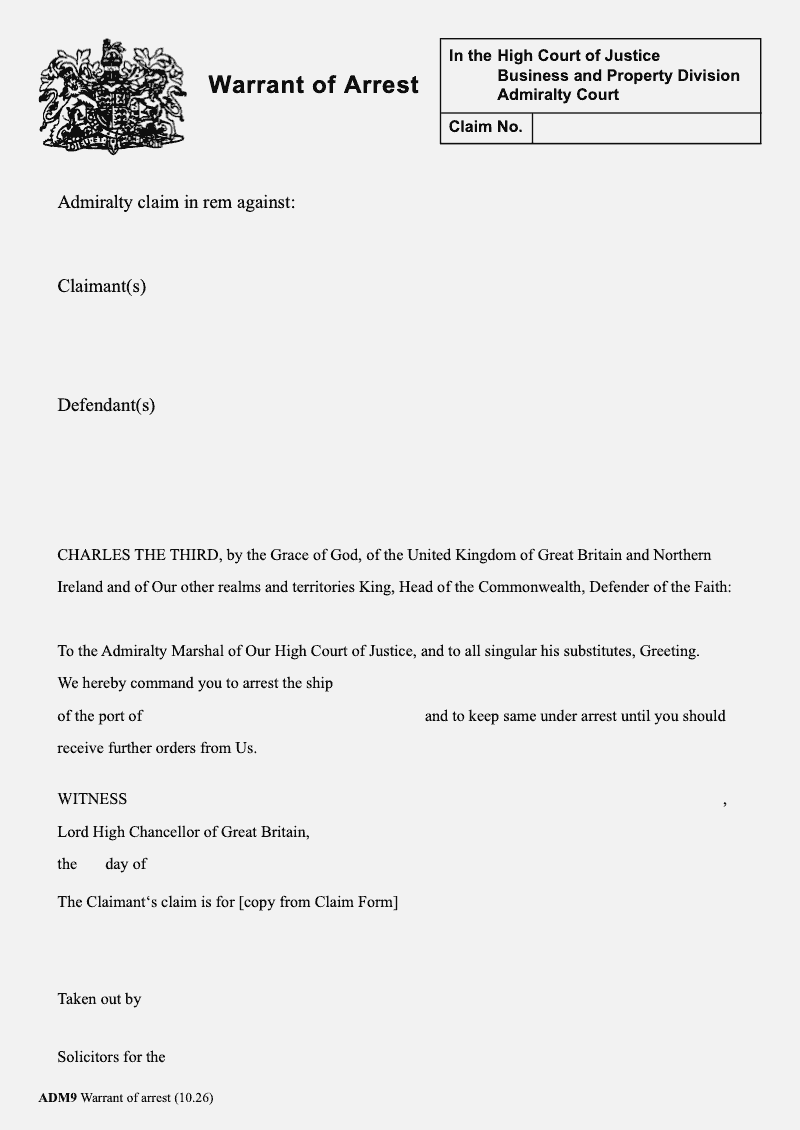 ADM9 Warrant of Arrest preview