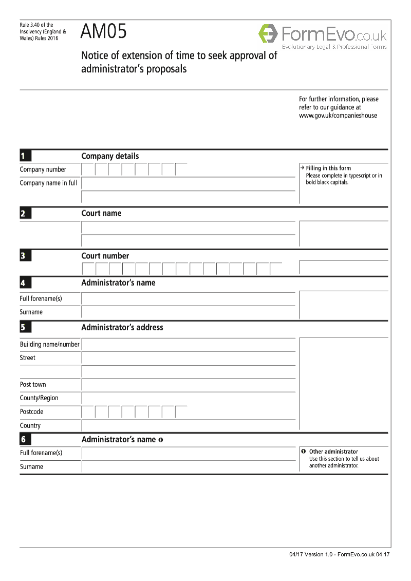 AM05 Notice of extension of time to seek approval of administrator s proposals Rule 3 40 preview