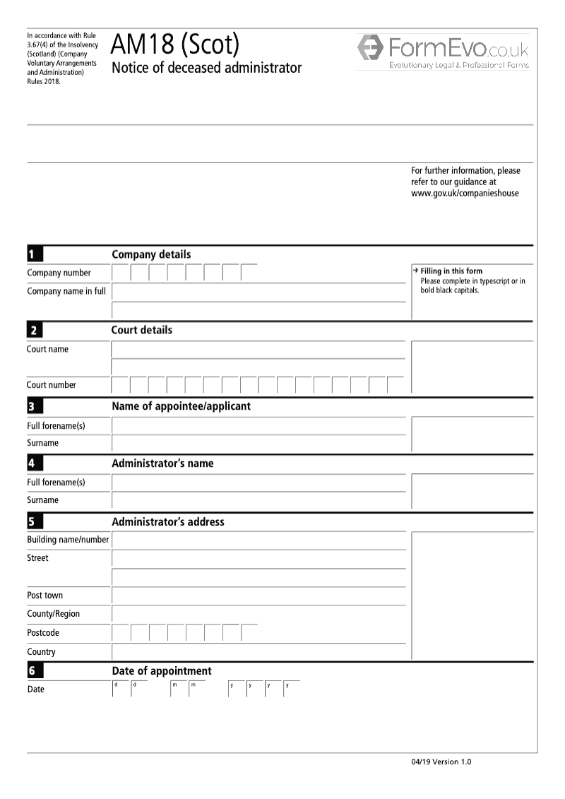 AM18 Scot Notice of Deceased Administrator preview