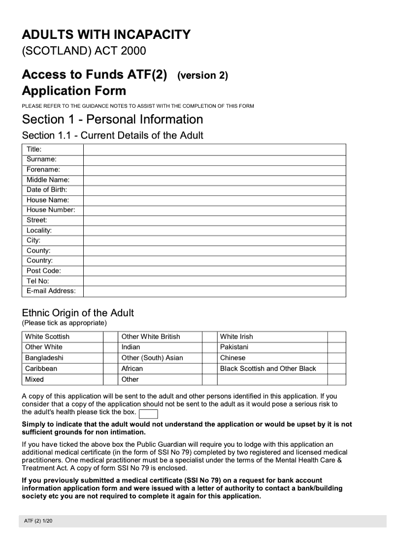 ATF2 Access to Funds ATF(2) Application Form