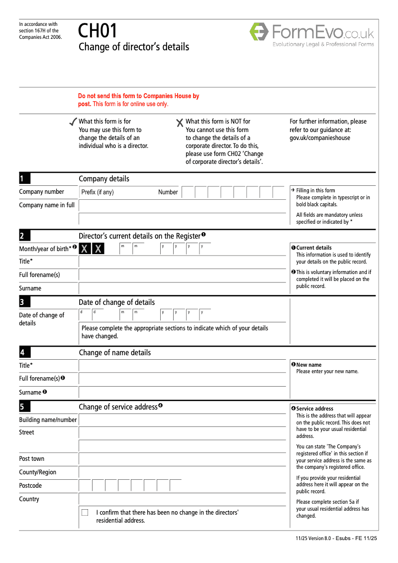 CH01 Change of director s details (Section 167 and 167D) preview