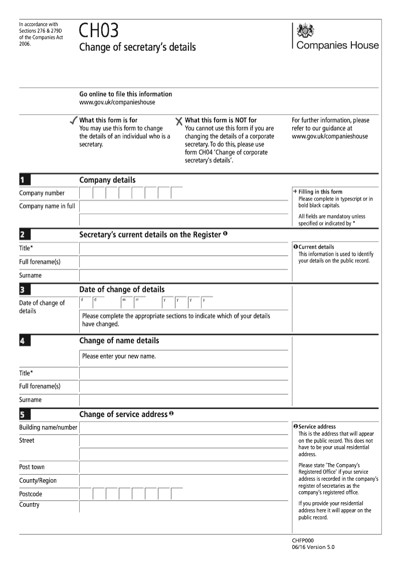 CH03 Change of secretary's details (Section 276 and 279D) preview