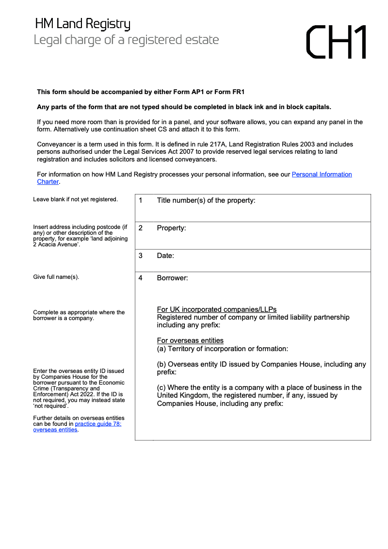 CH1 Legal charge of a registered estate preview