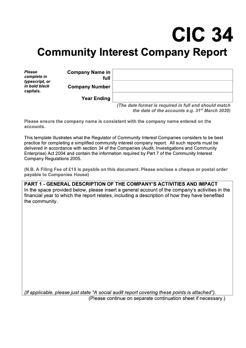 CIC34 Short Community Interest Company Report Short Version preview