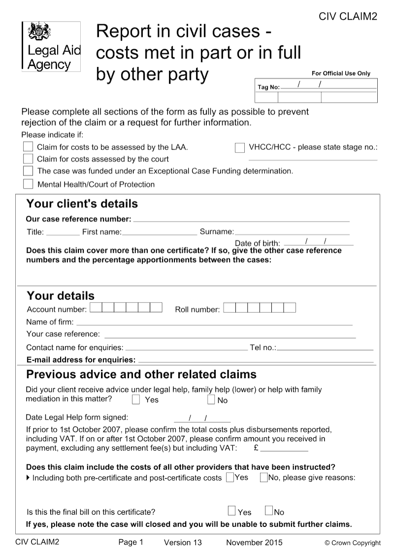 CIV CLAIM2 Report in civil cases costs met in part or in full by other party preview