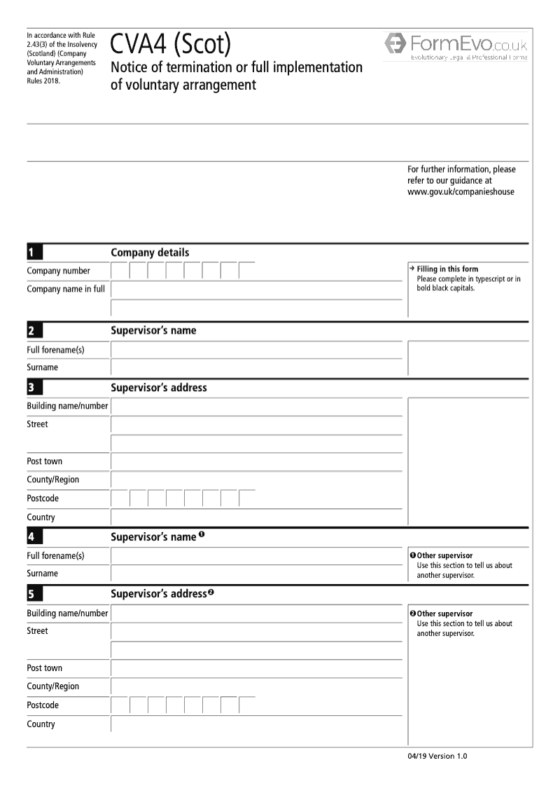 CVA4 Scot Notice of Termination or Full Implementation of Voluntary Arrangement preview