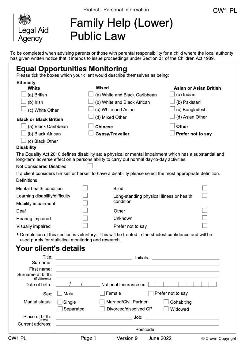 CW1 PL Family Help Lower Public Law preview