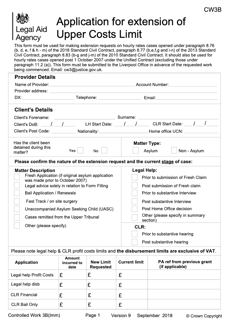 CW3B Imm Application for extension of Upper Costs Limit preview