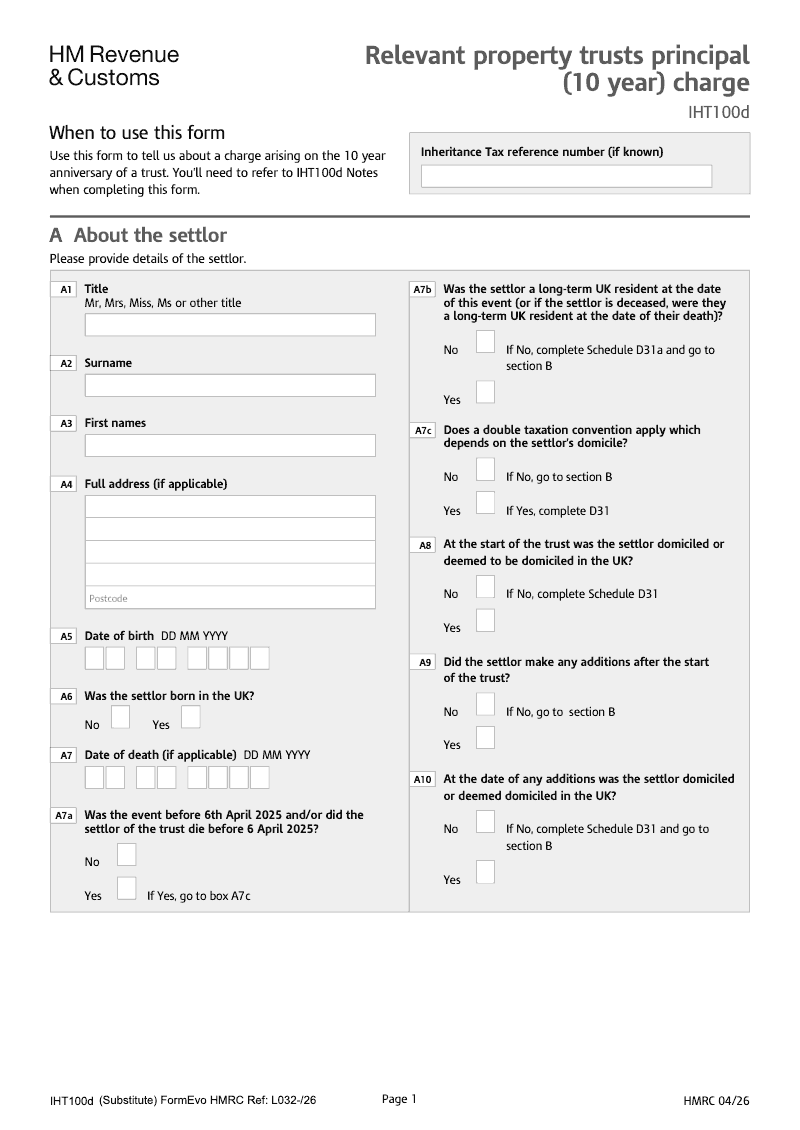 IHT100d 2025 Relevant property trusts principal preview