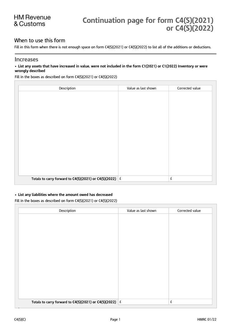 IHTC4 S C Continuation page for form C4 S 2021 or C4 S 2022 preview