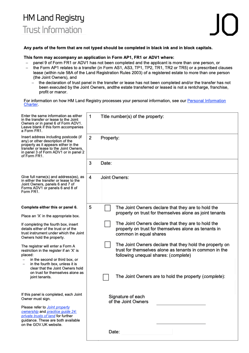 JOX Trust information for joint owners Word Version preview