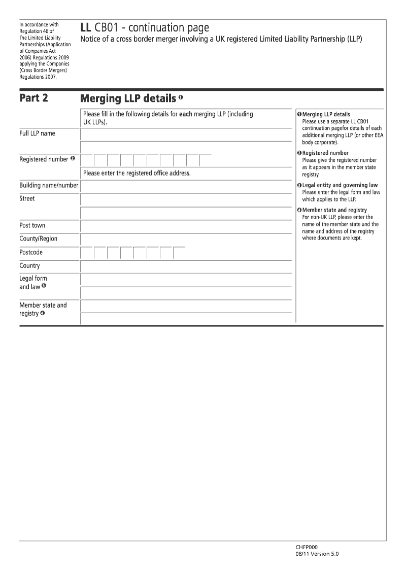 LL CB01 Continuation Page 1 Member details continuation page LL CB01 Notice of a cross border merger involving a UK registered Limited Liability Partnership LLP