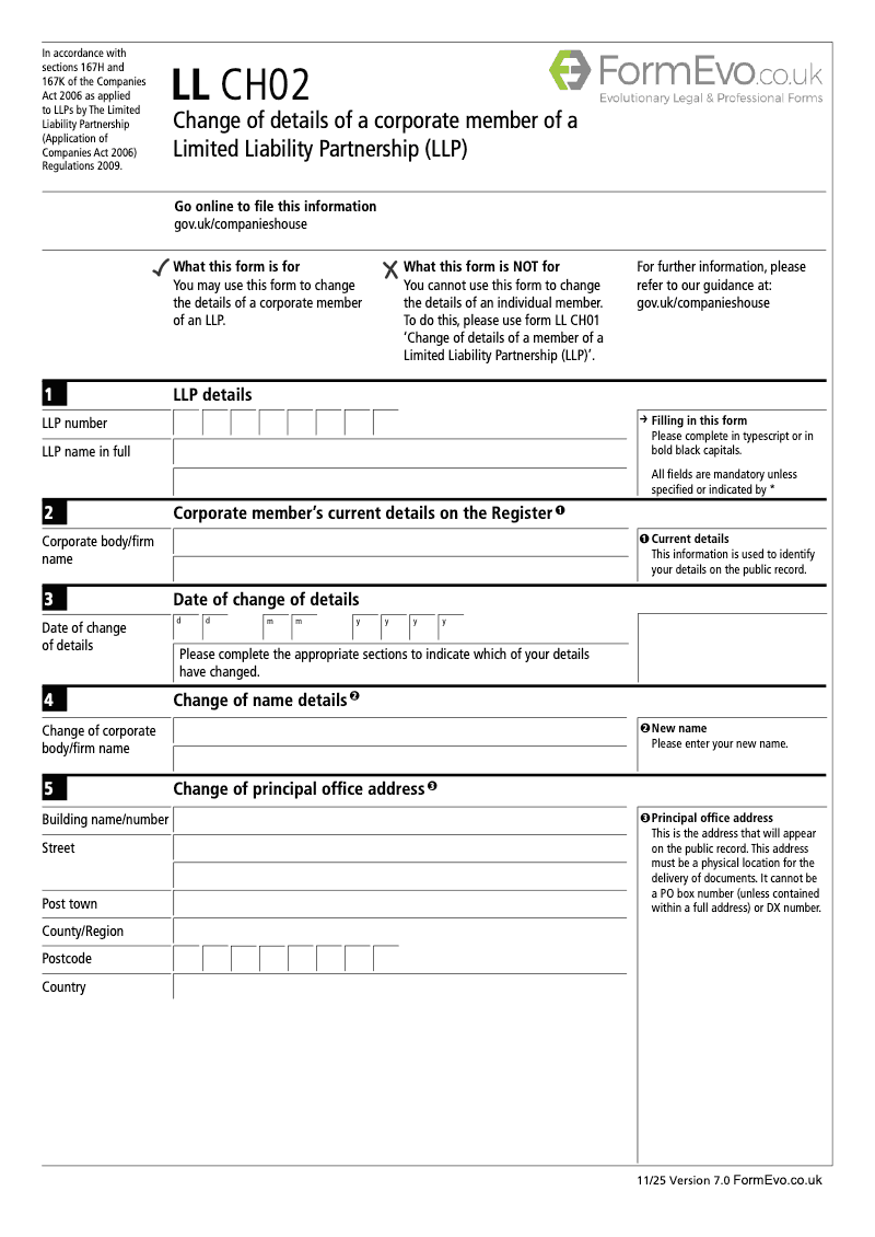 LL CH02 Change of details of a corporate member of a Limited Liability Partnership LLP preview