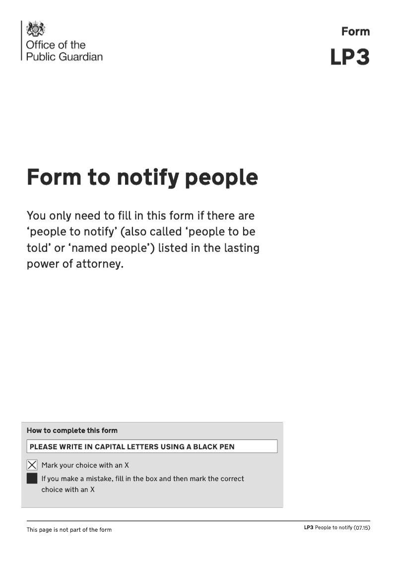 LP3 2 H Notice of intention to register a lasting power of attorney People to notify preview