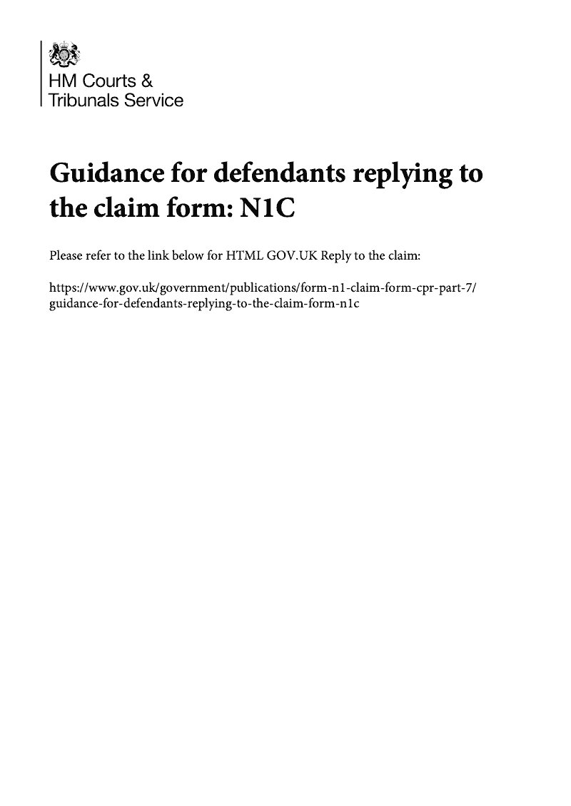N1C Notes for defendant on replying to the claim form preview