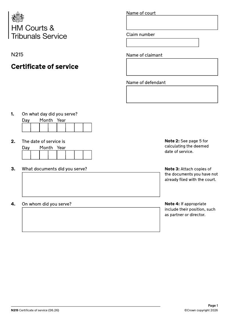 N215 Certificate of service electronic signature available preview