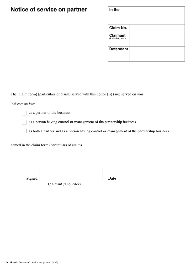 N218 Notice of service on partner preview