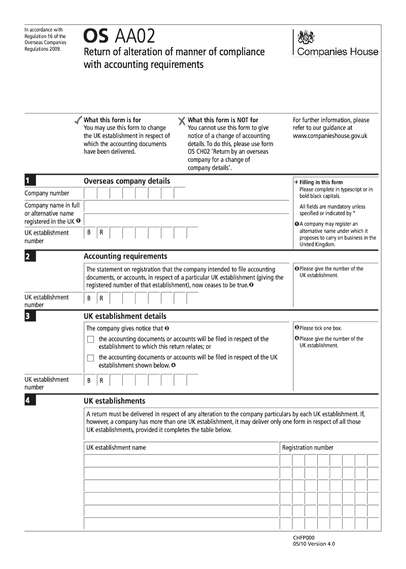 OS AA02 Return of alteration of manner of compliance with accounting ...
