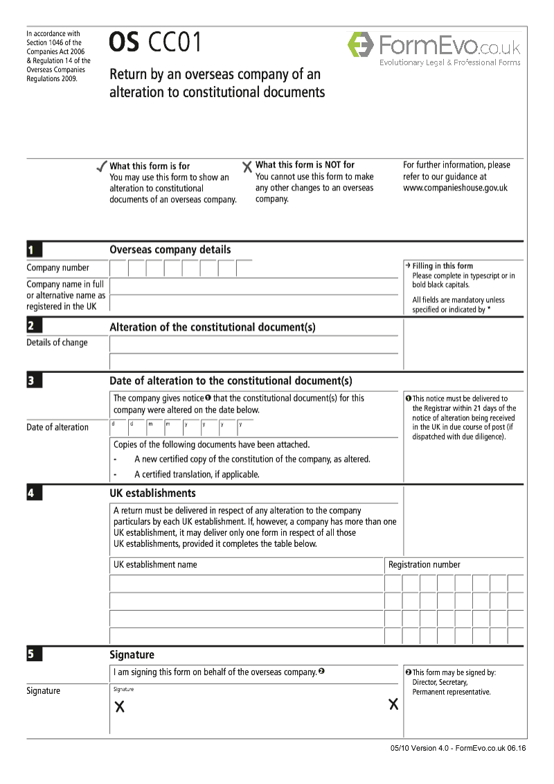 OS CC01 Return by an overseas company of an alteration to constitutional documents Section 1046 preview