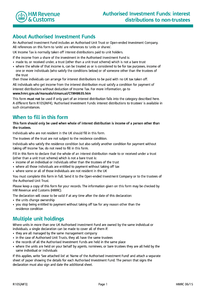 R105 AIF3 Authorised Investment Funds Interest distributions to non trustees preview
