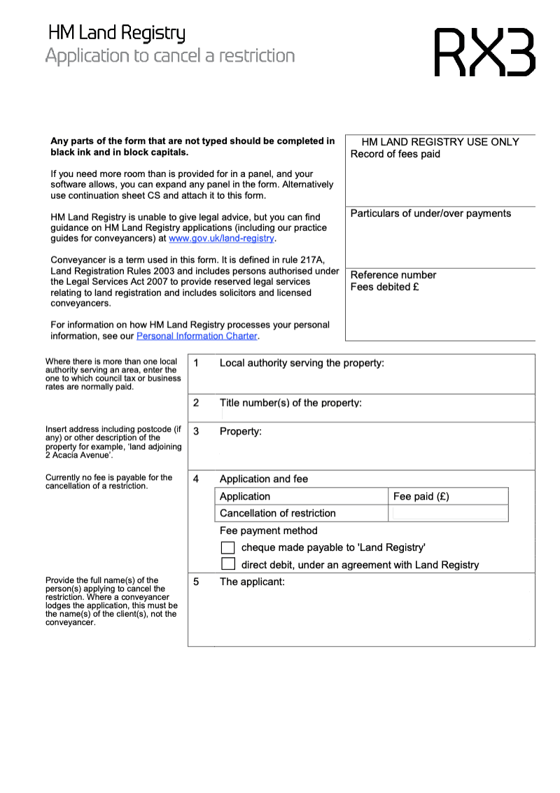 RX3 Application to cancel a restriction preview