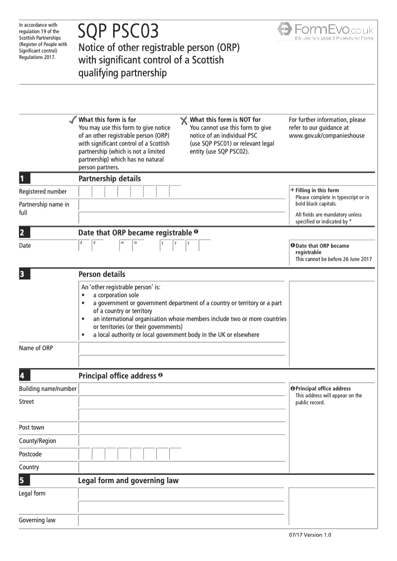 SQPPSC03 Notice of Other Registrable Person ORP with Significant Control of a Scottish Qualifying Partnership preview