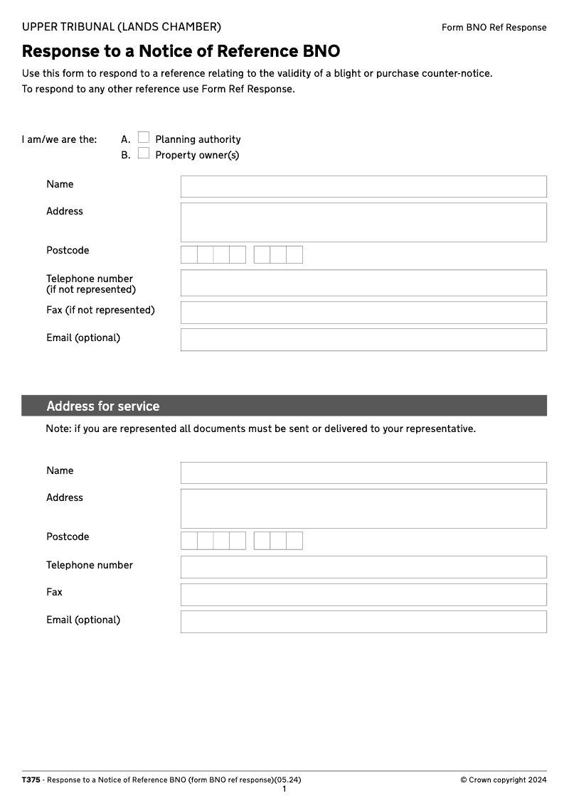 T375 Response to a Notice of Reference BNO electronic signature available preview