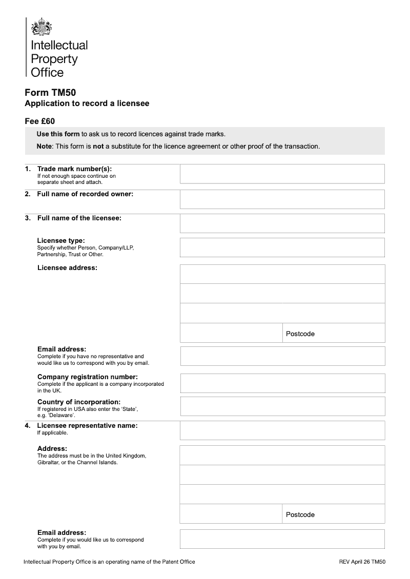 TM50 Application to record a licensee preview