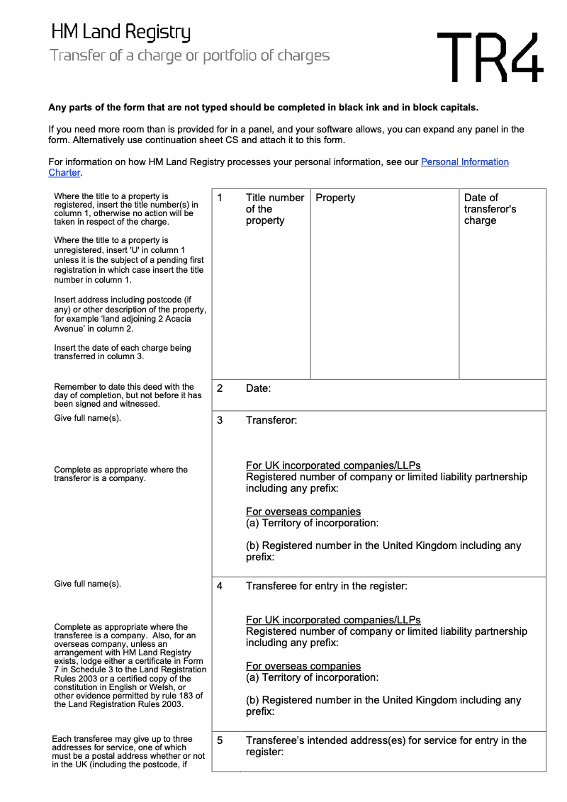 TR4X Transfer of a charge or portfolio of charges Word Version preview